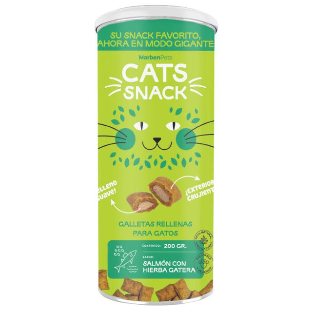 Cats Snack Galletas Rellenas Salmón y Hierba Gatera para Gatos Adultos 200gr Con Omega 3 y estimulacion sensorial Cats Snack Galletas Rellenas Salmón y Hierba Gatera para Gatos Adultos 200gr Con Omega 3 y estimulacion sensorial