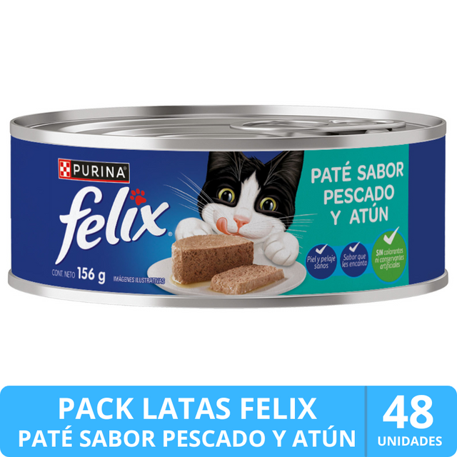Felix en Latas - Solo Paté de Pescado y Atún - Pack 48 unidades  Felix en Latas - Solo Paté de Pescado y Atún - Pack 48 unidades