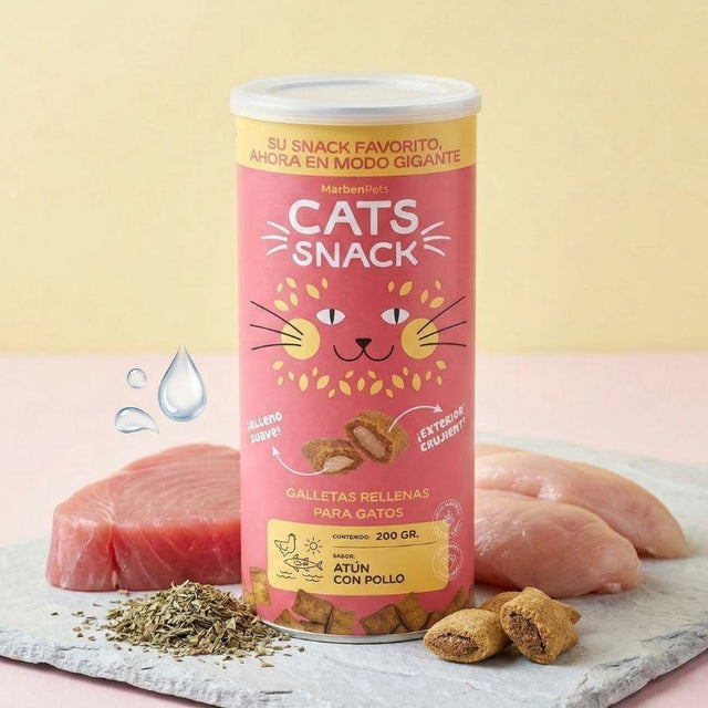Cats Snack Galletas Rellenas Atún con Pollo para Gatos Adultos 200gr Con Omega 3 para piel y pelaje Cats Snack Galletas Rellenas Atún con Pollo para Gatos Adultos 200gr Con Omega 3 para piel y pelaje