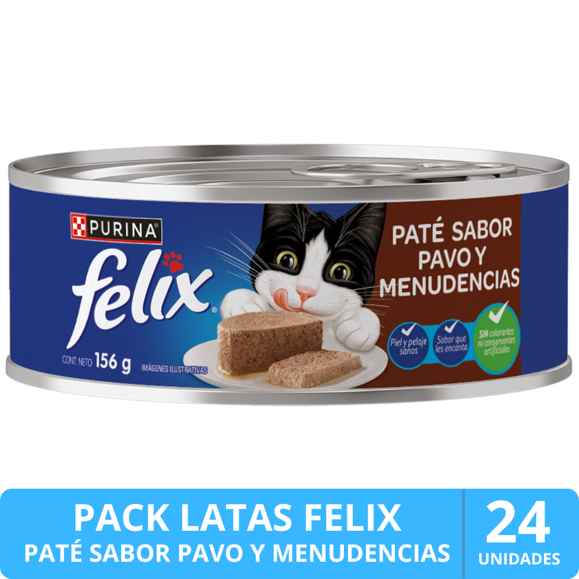 Felix en Latas - Solo Paté Pavo y Menudencias - Pack 24 unidades