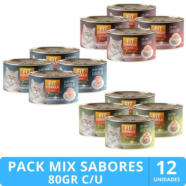 Alimento Húmedo Fit Formula Gato Gourmet Pack Sabores 12 un Alimento Húmedo Fit Formula Gato Gourmet Pack Sabores 12 un