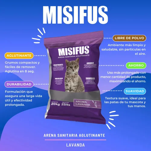 Arena Aglutinante Misifus Aroma Lavanda 20kg Arena Aglutinante Misifus Aroma Lavanda 20kg