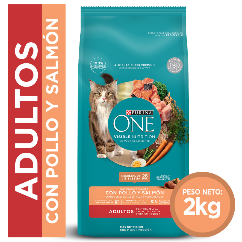 Alimento seco para gato PURINA® ONE® Adulto Pollo y Salmón 2kg