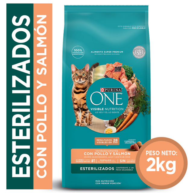 Alimento seco para gato PURINA® ONE® Esterilizado Pollo y Salmón 2kg Alimento seco para gato PURINA® ONE® Esterilizado Pollo y Salmón 2kg