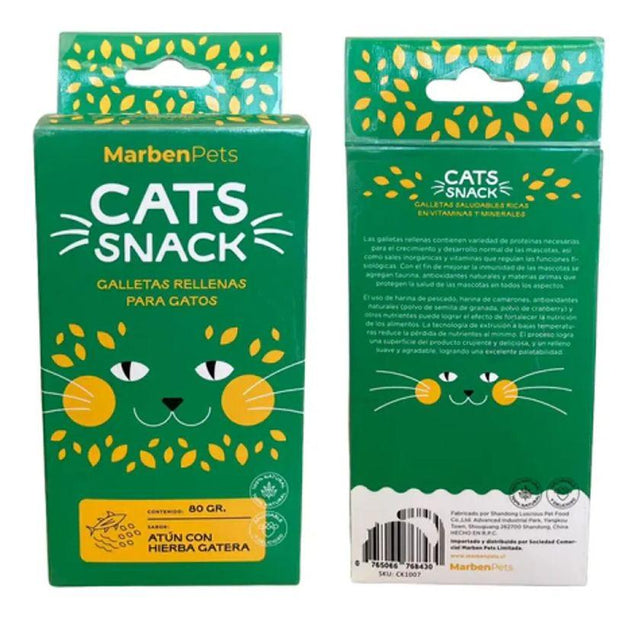 Cats Snack Galletas Rellenas de Atún y Hierba Gatera 80gr Cats Snack Galletas Rellenas de Atún y Hierba Gatera 80gr
