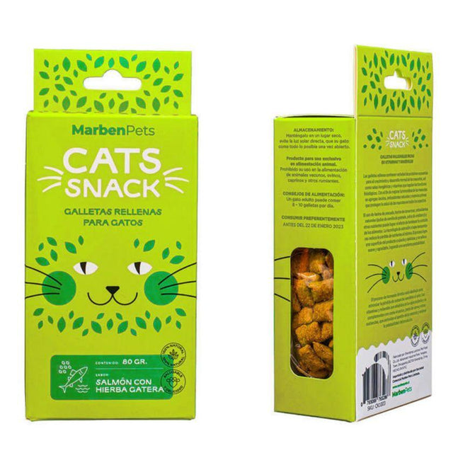 Cats Snack Galletas Rellenas de Salmón y Hierba Gatera 80gr Cats Snack Galletas Rellenas de Salmón y Hierba Gatera 80gr