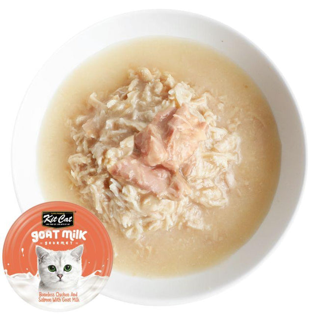 Kit Cat Lata Goat Milk Pollo y Salmón 70gr  Kit Cat Lata Goat Milk Pollo y Salmón 70gr