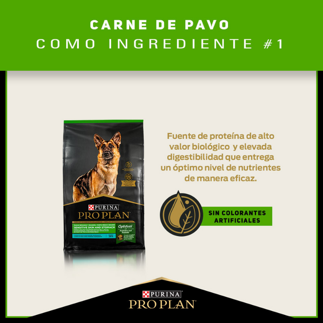 Pro Plan Para Perros Sensitive Skin and Stomach Pavo Razas Medianas y Grandes 12 kg + 3 kg Pro Plan Para Perros Sensitive Skin and Stomach Pavo Razas Medianas y Grandes 12 kg + 3 kg