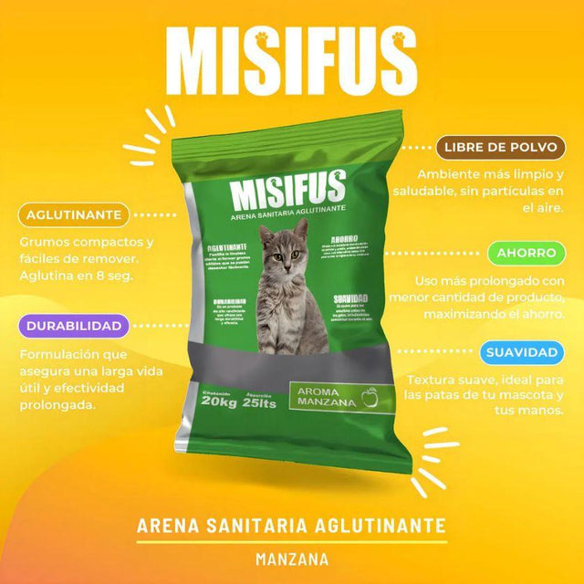 Arena Aglutinante Misifus Aroma Manzana 8kg Arena Aglutinante Misifus Aroma Manzana 8kg