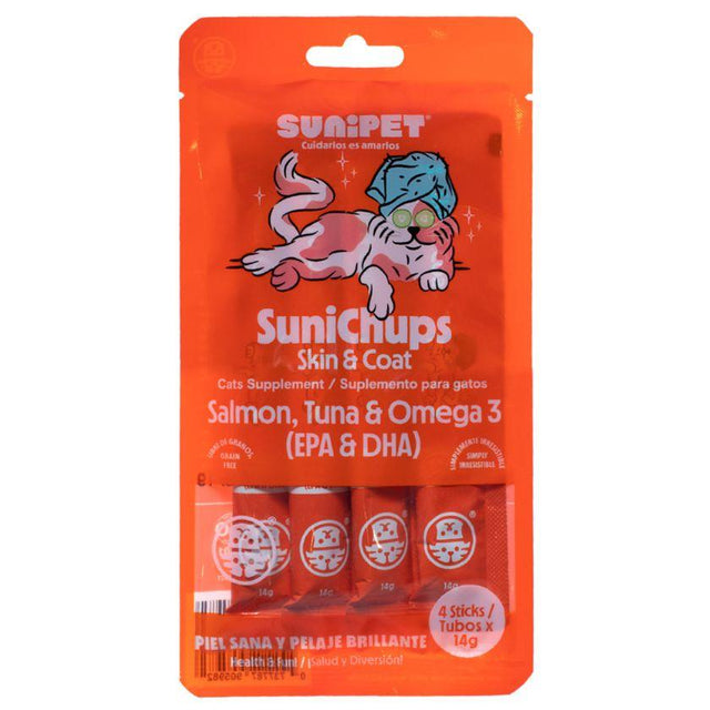 SuniChups Skin & Coat Snack Funcional para Gatos 4 Tubitos SuniChups Skin & Coat Snack Funcional para Gatos 4 Tubitos