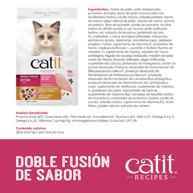 Catit Recipes Doble Fusión Kitten con Pollo 1.8kg Catit Recipes Doble Fusión Kitten con Pollo 1.8kg