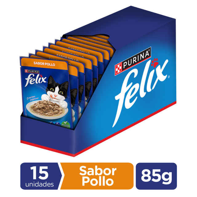 Felix Adultos Pollo 85gr Pack 15 Unidades  Felix Adultos Pollo 85gr Pack 15 Unidades