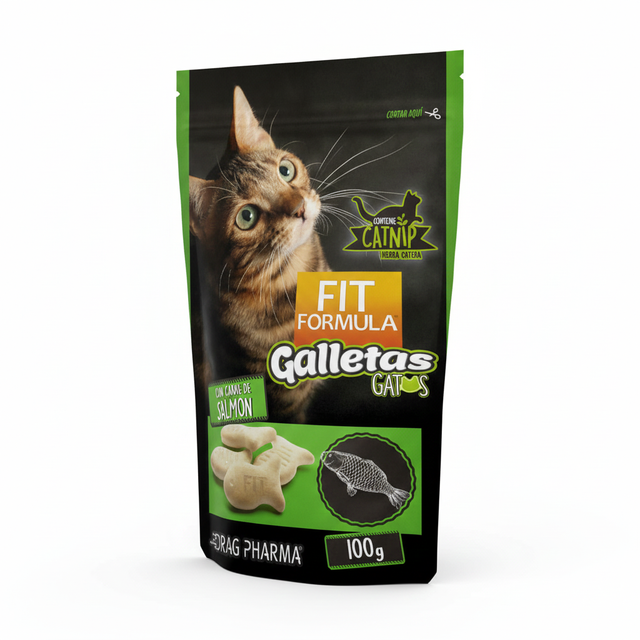 Fit Formula Galletas con Catnip para Gatos Sabor Salmón 100gr Fit Formula Galletas con Catnip para Gatos Sabor Salmón 100gr