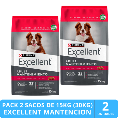 Alimentos para Perros Adultos Purina Excellent Maintenance Formula Adult 15kg PACK 2 UNIDADES Alimentos para Perros Adultos Purina Excellent Maintenance Formula Adult 15kg PACK 2 UNIDADES