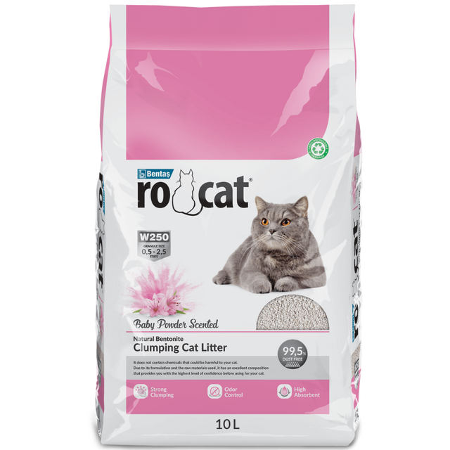 Arena para Gatos ROCAT Baby Powder 7,5kg - Bentonita Aglomerante Aroma Talco de Bebé | Suavidad y Frescura Arena para Gatos ROCAT Baby Powder 7,5kg - Bentonita Aglomerante Aroma Talco de Bebé | Suavidad y Frescura