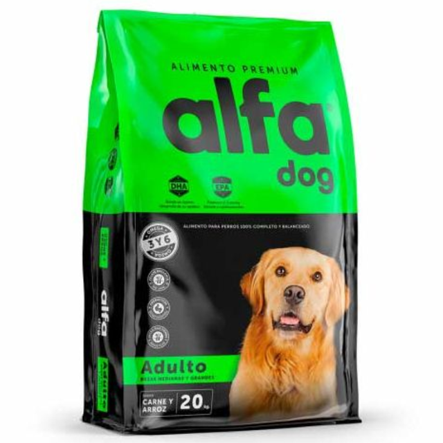 Alimento Alfa Dog Premium Perro Adulto 20kg - Razas Medianas y Grandes | Fórmula Balanceada Alta en Proteínas y Omega 3 Alimento Alfa Dog Premium Perro Adulto 20kg - Razas Medianas y Grandes | Fórmula Balanceada Alta en Proteínas y Omega 3