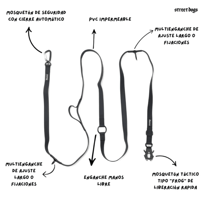 Streetdogs Correa Multienganche Pvc Black 3 Metros Streetdogs Correa Multienganche Pvc Black 3 Metros