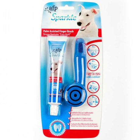 Salud y Bienestar para Perros Afp Sparkle Cepillo Dedo Y Pasta Para Perros Salud y Bienestar para Perros Afp Sparkle Cepillo Dedo Y Pasta Para Perros