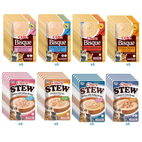 Alimento Húmedo para Gatos Inaba Ciao Churu Cat Bisque Y Stew Pack Degustacion 48 Unidades Alimento Húmedo para Gatos Inaba Ciao Churu Cat Bisque Y Stew Pack Degustacion 48 Unidades