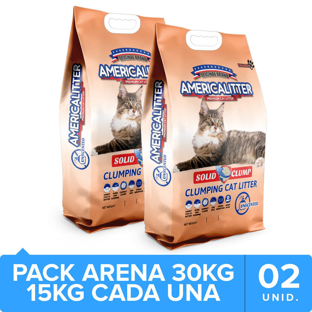 America Litter Solid Clump Pack 30Kg  America Litter Solid Clump Pack 30Kg