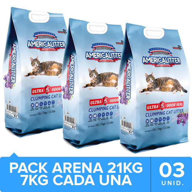 America Litter Ultra Odor Seal Lavanda Pack 21Kg America Litter Ultra Odor Seal Lavanda Pack 21Kg