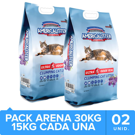Arenas para Gatos America Litter Ultra Odor Seal Lavanda Pack 30Kg Arenas para Gatos America Litter Ultra Odor Seal Lavanda Pack 30Kg