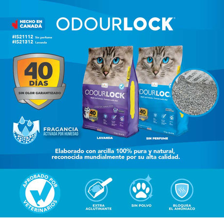 Arenas para Gatos Arena Sanitaria Odour Lock Sin Perfume 12Kg Arenas para Gatos Arena Sanitaria Odour Lock Sin Perfume 12Kg