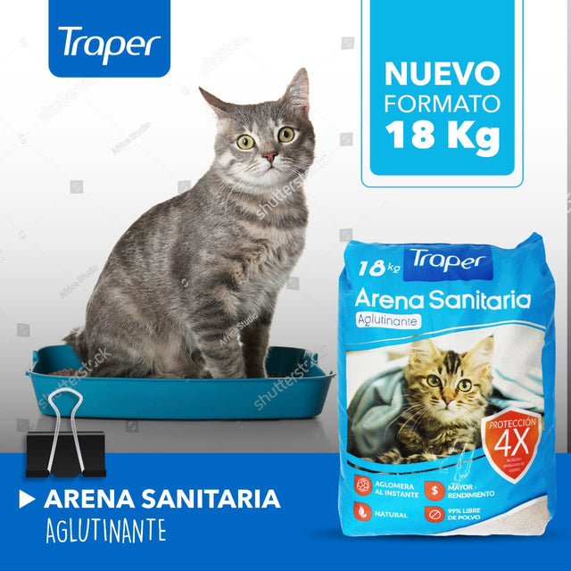 Traper Arena Sanitaria Aglutinante 18Kg  Traper Arena Sanitaria Aglutinante 18Kg