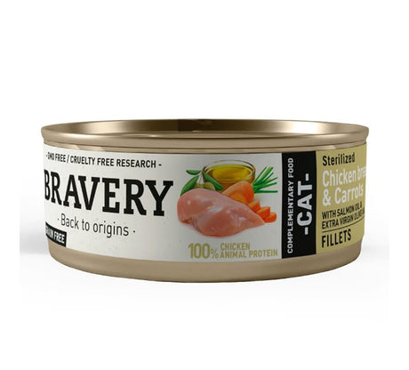 Bravery Gatos Lata Bravery Cat Adult Chicken And Carrots Sterilized X 12Un Bravery Gatos Lata Bravery Cat Adult Chicken And Carrots Sterilized X 12Un