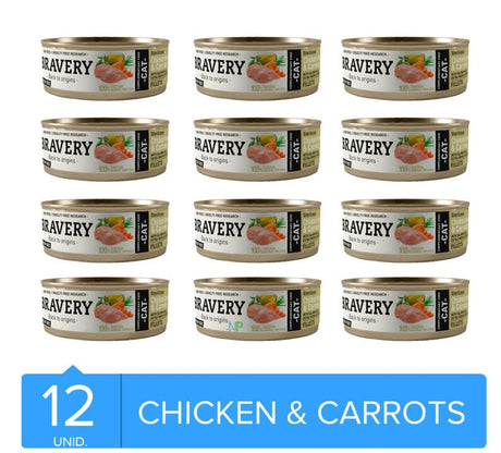 Bravery Gatos Lata Bravery Cat Adult Chicken And Carrots Sterilized X 12Un Bravery Gatos Lata Bravery Cat Adult Chicken And Carrots Sterilized X 12Un