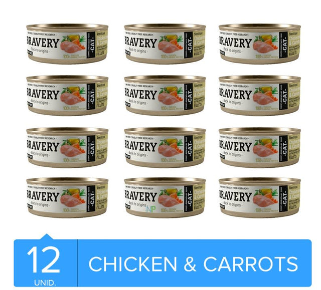 Lata Bravery Cat Adult Chicken And Carrots Sterilized X 12Un  Lata Bravery Cat Adult Chicken And Carrots Sterilized X 12Un