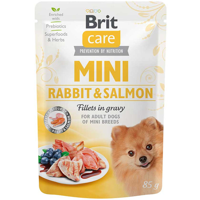 Brit Care Pouch Mini Rabbit Salmon Fillets In Gravy 85 Grs Brit Care Pouch Mini Rabbit Salmon Fillets In Gravy 85 Grs