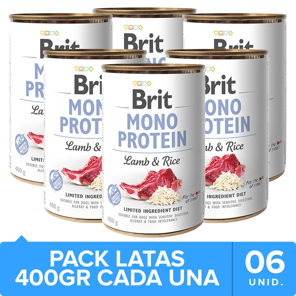 Brit Care Mono Protein Cordero Y Arroz Pack 6 Unidades