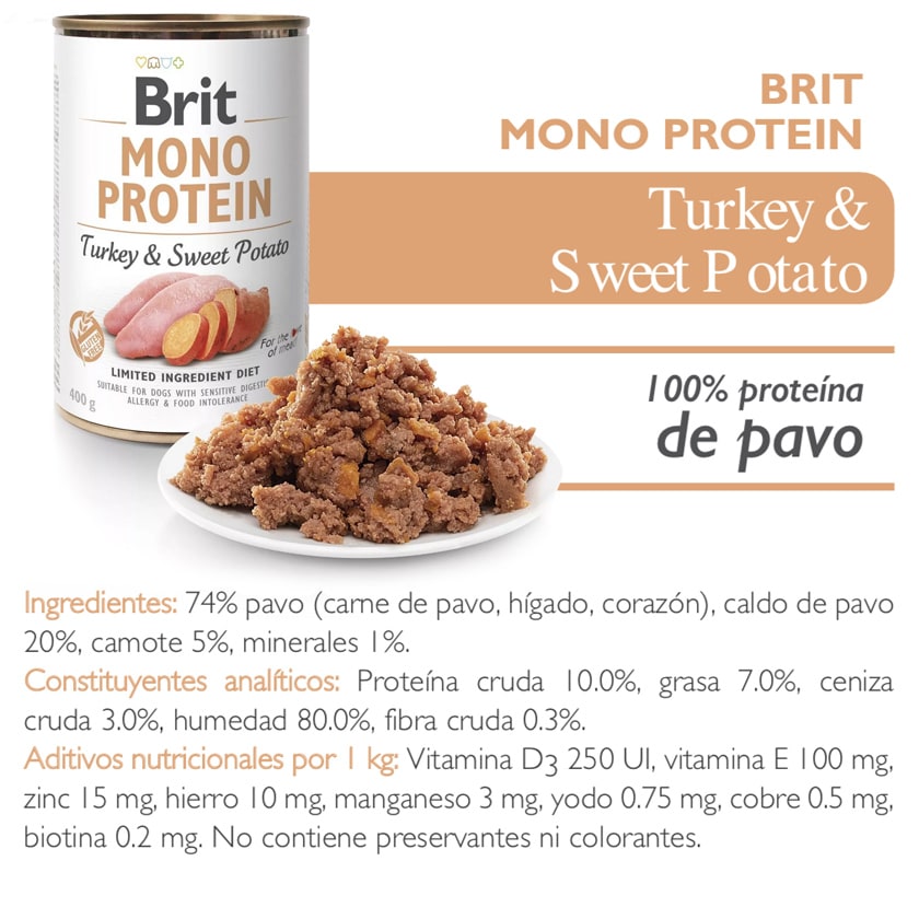Brit Care Mono Protein Pavo Y Papa Dulce Pack 6 Unidades