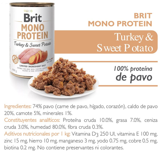 Brit Care Mono Protein Pavo Y Papa Dulce Pack 6 Unidades  Brit Care Mono Protein Pavo Y Papa Dulce Pack 6 Unidades
