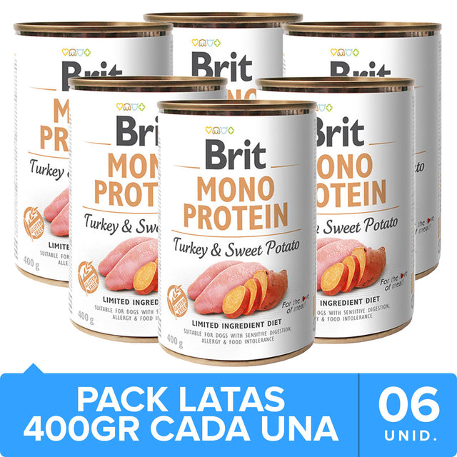 Brit Care Mono Protein Pavo Y Papa Dulce Pack 6 Unidades  Brit Care Mono Protein Pavo Y Papa Dulce Pack 6 Unidades