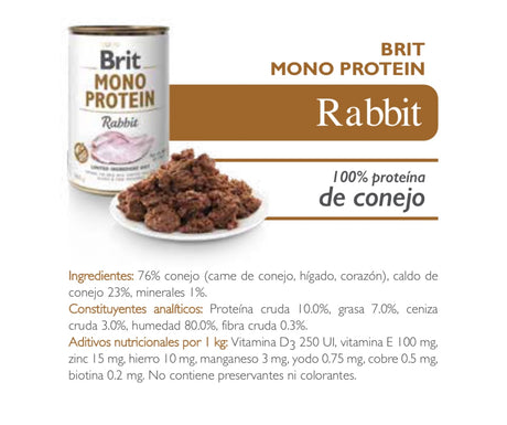 Alimento para Perros Brit Care Mono Protein Rabbit Pack 6 Unidades Alimento para Perros Brit Care Mono Protein Rabbit Pack 6 Unidades