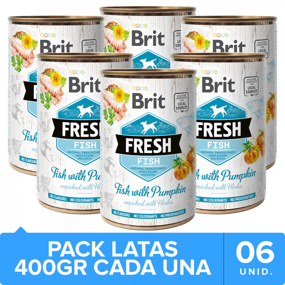 Brit Fresh Perros Con Pescado Y Calabaza 400Gr Pack 6 Unidades