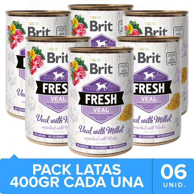 Brit Fresh Perros Con Vacuno Y Mijo 400Gr Pack 6 Unidades  Brit Fresh Perros Con Vacuno Y Mijo 400Gr Pack 6 Unidades