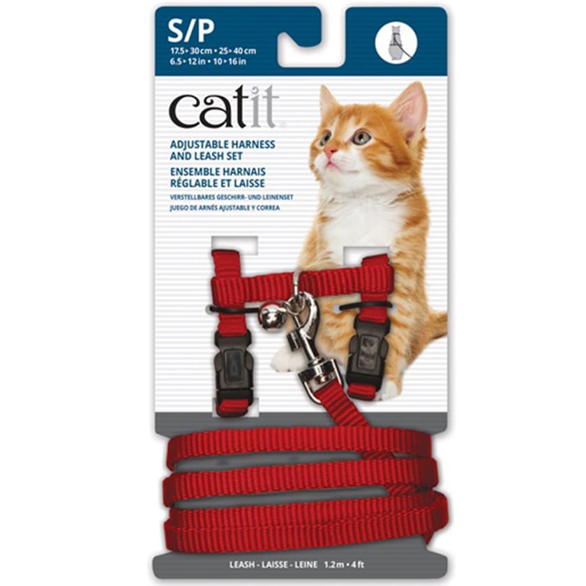 Cat It Arnes Small Con Trailla Para Gatos Color Rojo