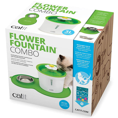 Comederos y Bebederos para Gatos Cat It Combo Fuente Bebe Flor 3 Litros Mantel Con Plato Comederos y Bebederos para Gatos Cat It Combo Fuente Bebe Flor 3 Litros Mantel Con Plato