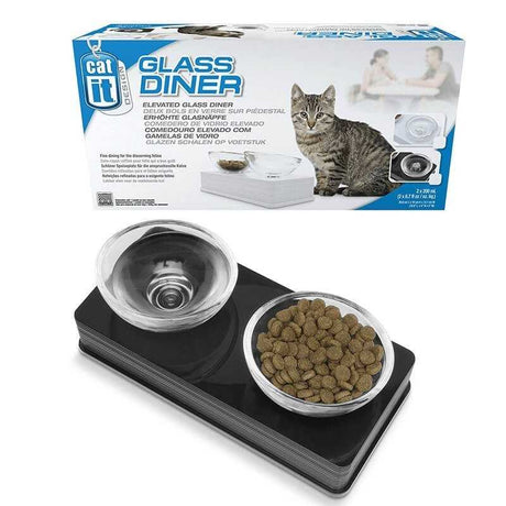 Juguetes y Accesorios para Gatitos Cat It Plato De Vidrio Base Negra Para Gatos Juguetes y Accesorios para Gatitos Cat It Plato De Vidrio Base Negra Para Gatos