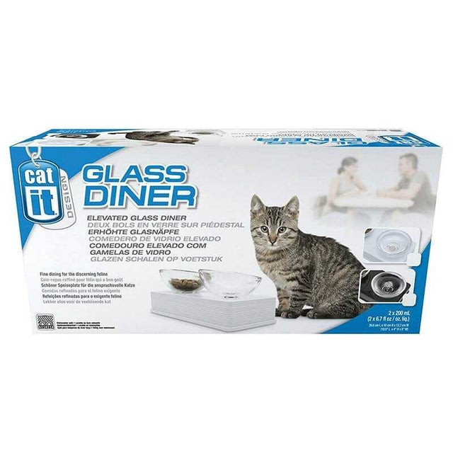 Cat It Plato De Vidrio Base Blanca Para Gatos  Cat It Plato De Vidrio Base Blanca Para Gatos