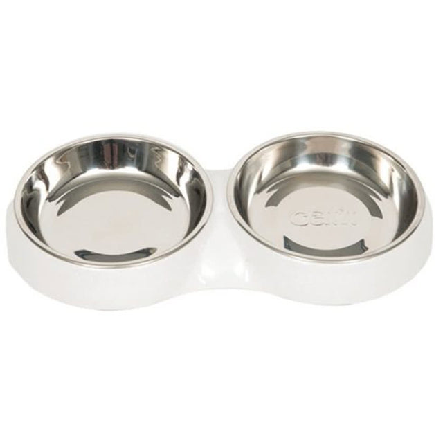 Cat It Plato Doble Acero Inoxidable Con Borde Bajo Color Blanco Cat It Plato Doble Acero Inoxidable Con Borde Bajo Color Blanco