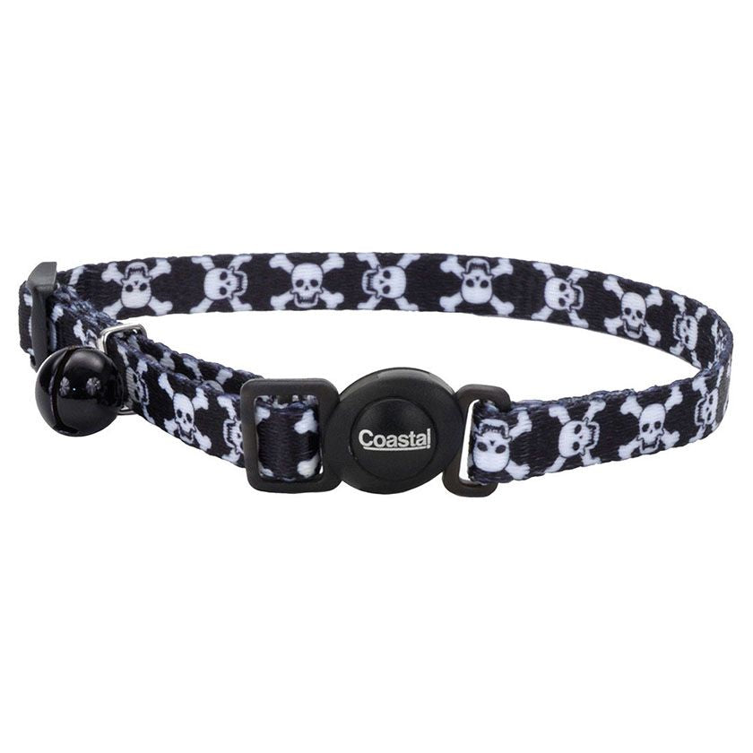 Coastal Fashion Collar Black Skulls Cat