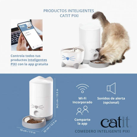 Comederos y Bebederos para Gatos Comedero Inteligente Catit Pixi 2 2Kg Comederos y Bebederos para Gatos Comedero Inteligente Catit Pixi 2 2Kg