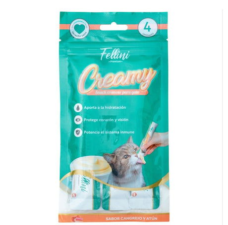 Alimento Húmedo para Gatos Snack Gato Fellini Creamy Cangrejo Y Atun 60 Gr Alimento Húmedo para Gatos Snack Gato Fellini Creamy Cangrejo Y Atun 60 Gr