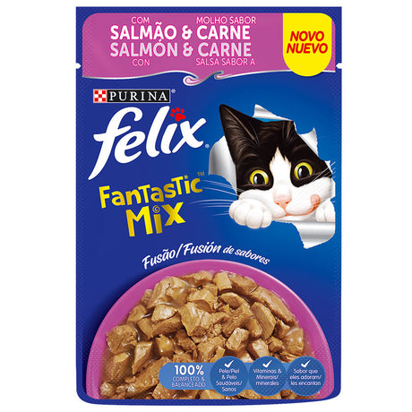 Felix Purina Felix Fantastic Mix Salmon Y Carne 85Gr Felix Purina Felix Fantastic Mix Salmon Y Carne 85Gr