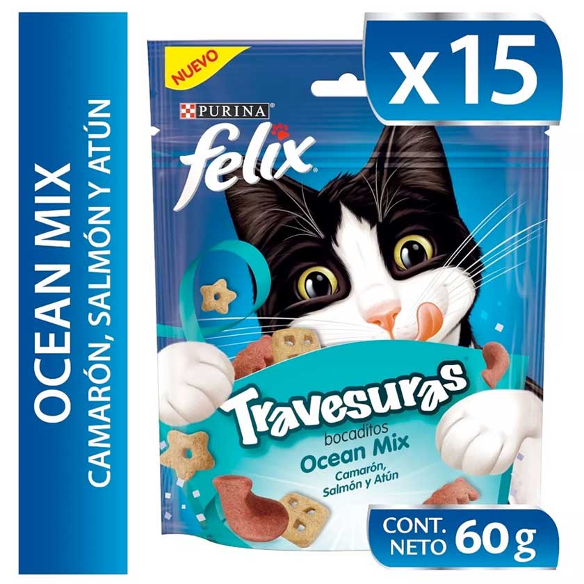 Felix Travesuras Camaron Salmon Y Atun 60Gr Pack 15 Unidades