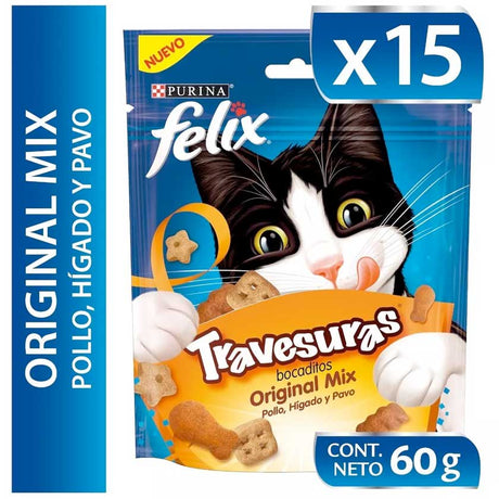Galletas para Gatos Felix Travesuras Pollo Y Pavo 60Gr Pack 15 Unidades Galletas para Gatos Felix Travesuras Pollo Y Pavo 60Gr Pack 15 Unidades